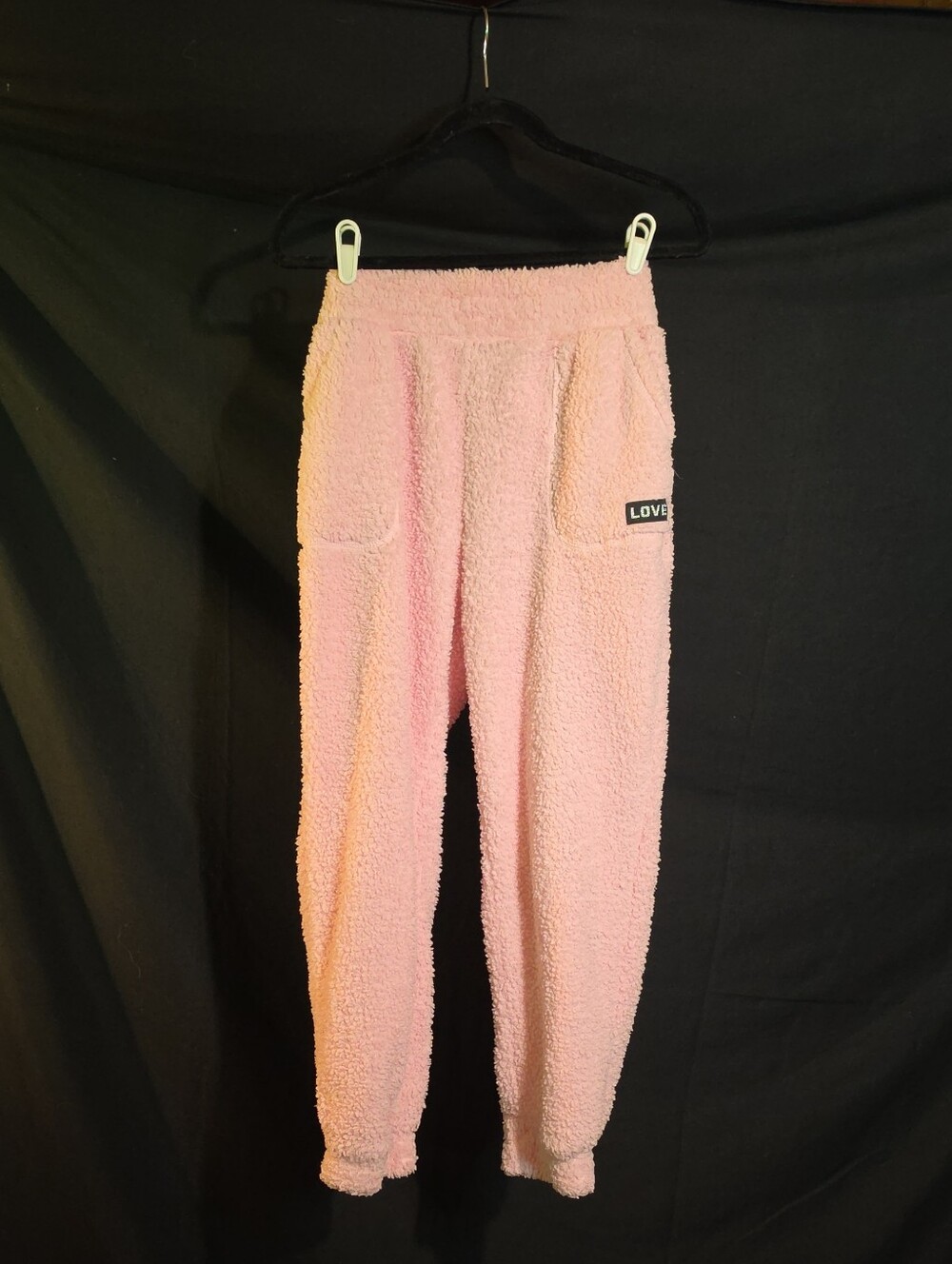 No Boundaries Pink Plush Sherpa Joggers